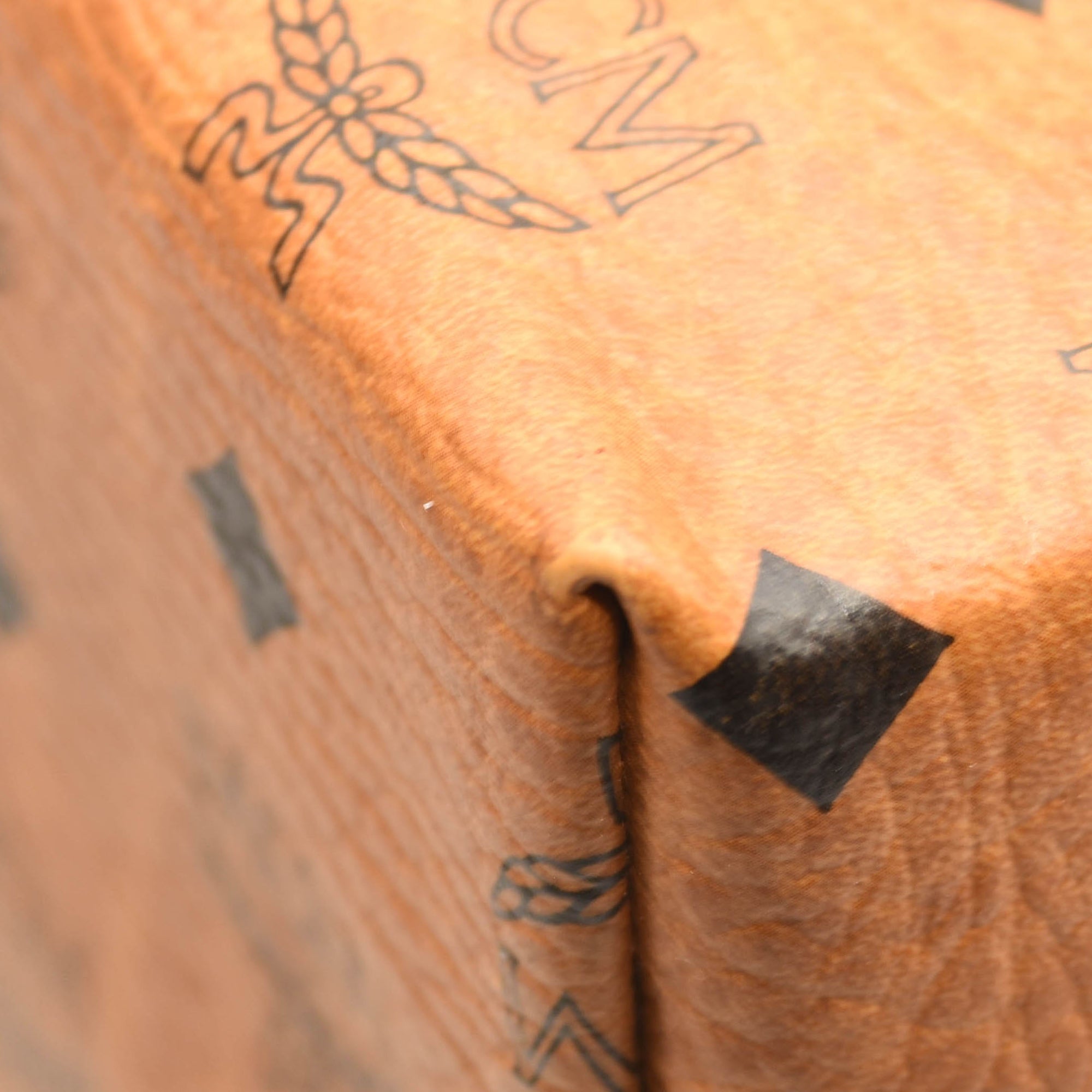 MCM cognac visetos travel cosmetic bag