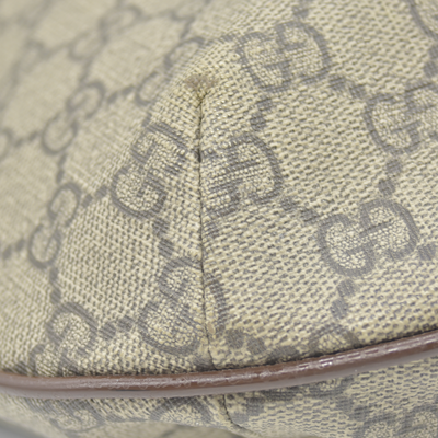 $1750 Gucci GG Supreme Monogram Web Small Ophidia Half Moon Hobo Brown