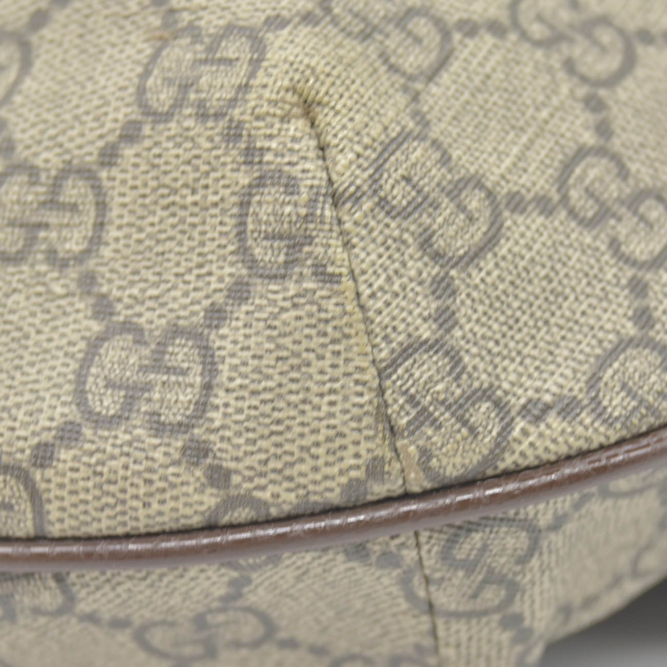 $1750 Gucci GG Supreme Monogram Web Small Ophidia Half Moon Hobo Brown