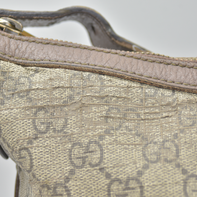 $1750 Gucci GG Supreme Monogram Web Small Ophidia Half Moon Hobo Brown