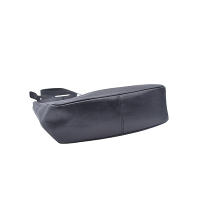 $950 SALVATORE FERRAGAMO Leather Gancini Lock Shoulder Bag Black CONSIGNMENT 10021187