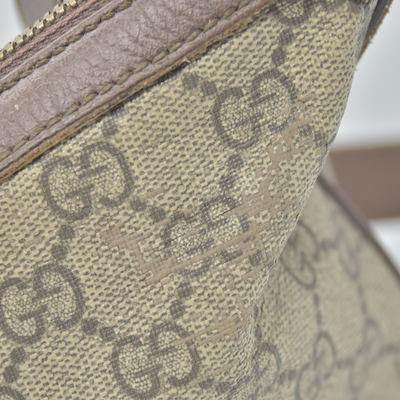 $1750 Gucci GG Supreme Monogram Web Small Ophidia Half Moon Hobo Brown