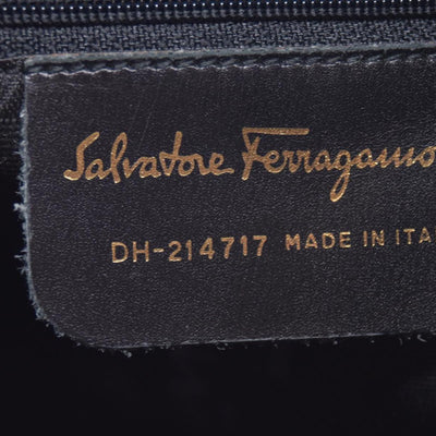 $890 SALVATORE FERRAGAMO Leather Gancini Shoulder Bag Dark Grey CONSIGNMENT 10021182