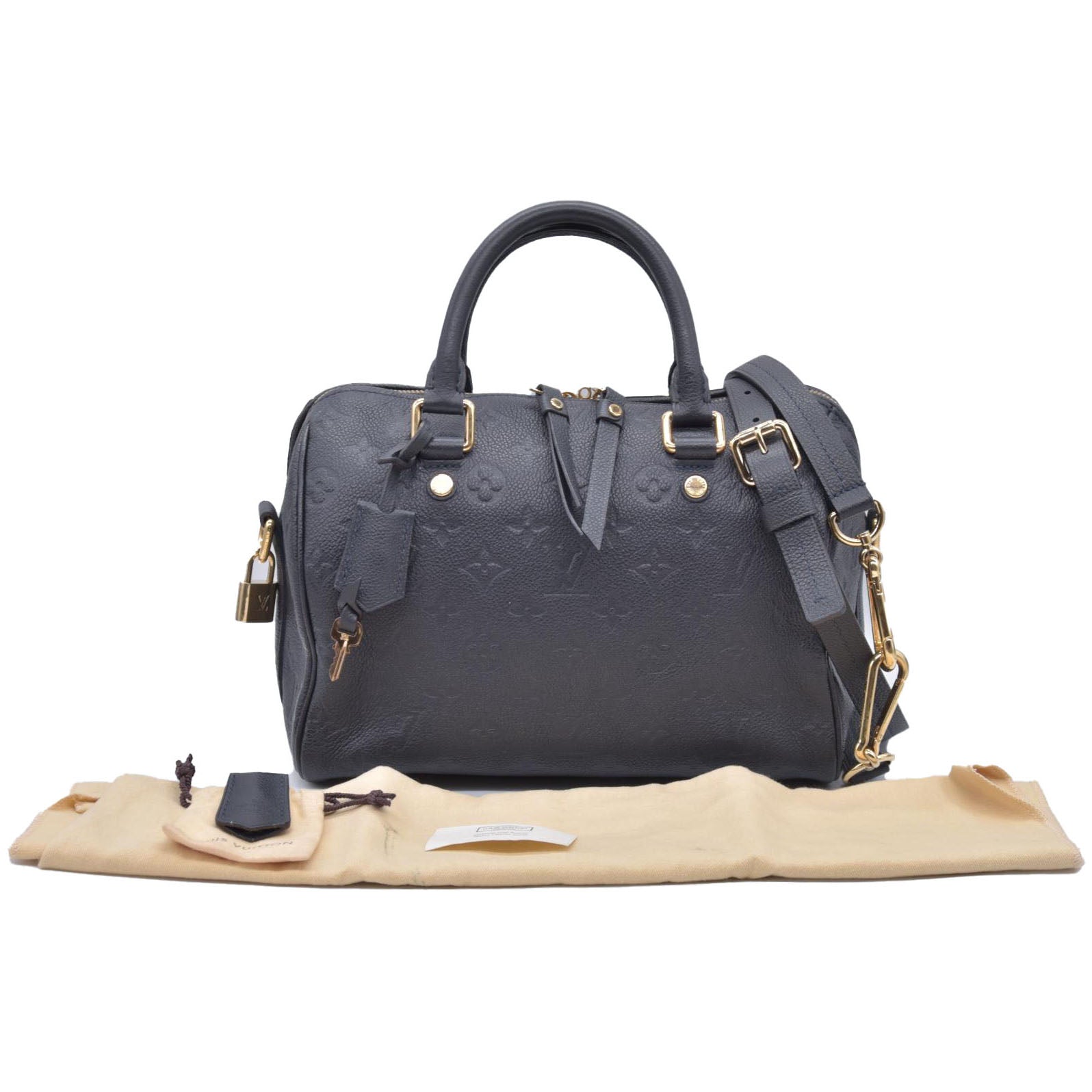 $2610 2013 Louis Vuitton Empreinte Speedy Bandouliere 25 Black DU1183