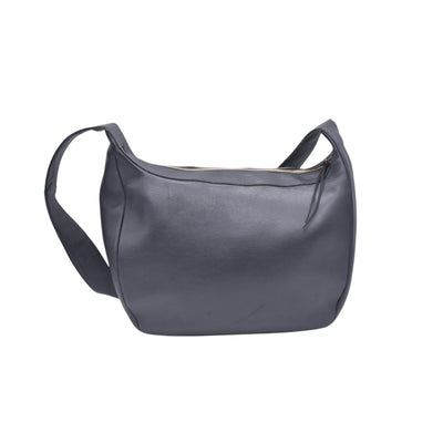 $890 SALVATORE FERRAGAMO Leather Gancini Shoulder Bag Dark Grey CONSIGNMENT 10021182