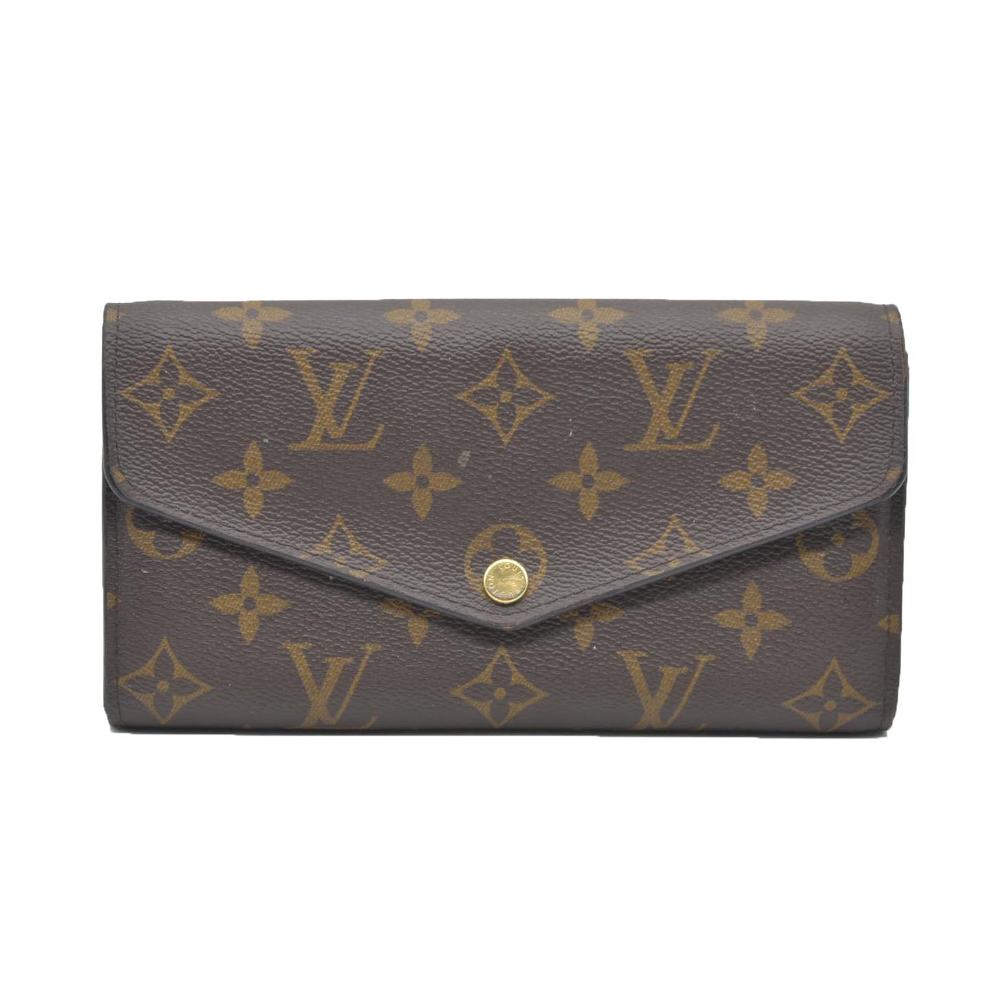 $725 Louis Vuitton Monogram Portefeiulle Sarah Long Bifold Wallet Brown SD0250