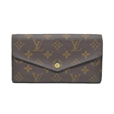 $725 Louis Vuitton Monogram Portefeiulle Sarah Long Bifold Wallet Brown SD0250