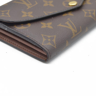 $725 Louis Vuitton Monogram Portefeiulle Sarah Long Bifold Wallet Brown SD0250