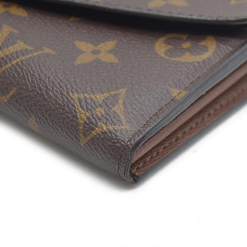 $725 Louis Vuitton Monogram Portefeiulle Sarah Long Bifold Wallet Brown SD0250