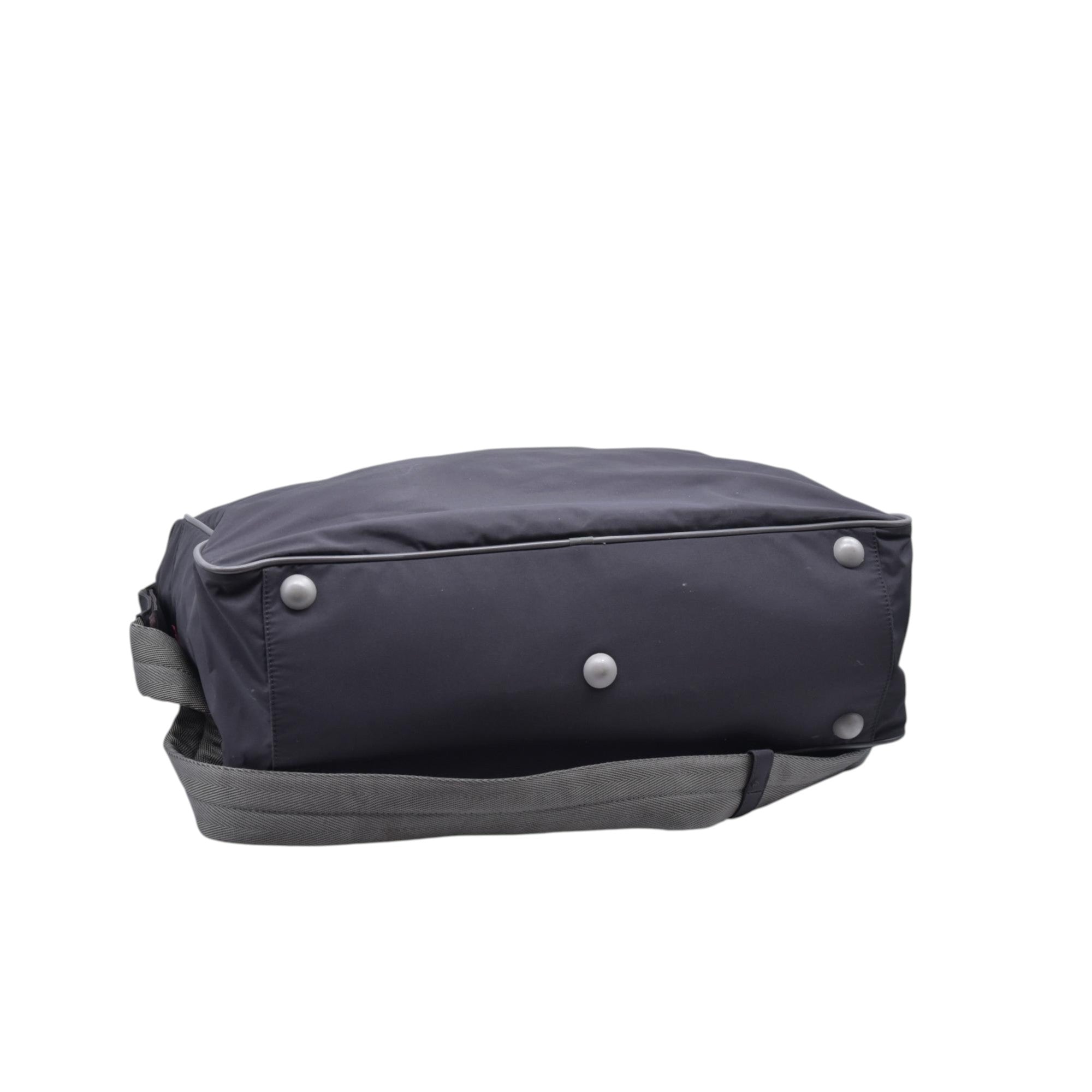 $850 PRADA Linea Rossa Nylon Briefcase Laptop Bag Charcoal Grey CONSIGNMENT 10021198