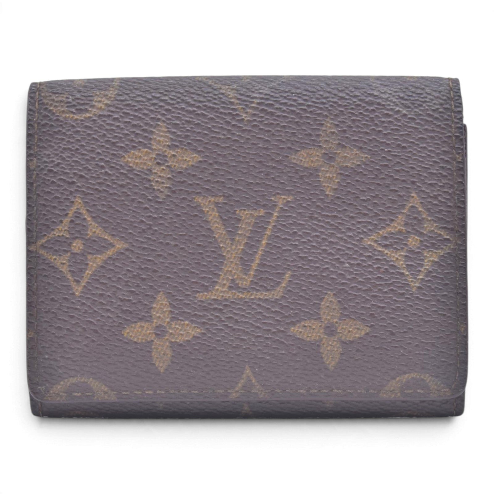 $320 LOUIS VUITTON Monogram Enveloppe Carte de Visite Card Holder Wallet Brown CONSIGNMENT 10021448