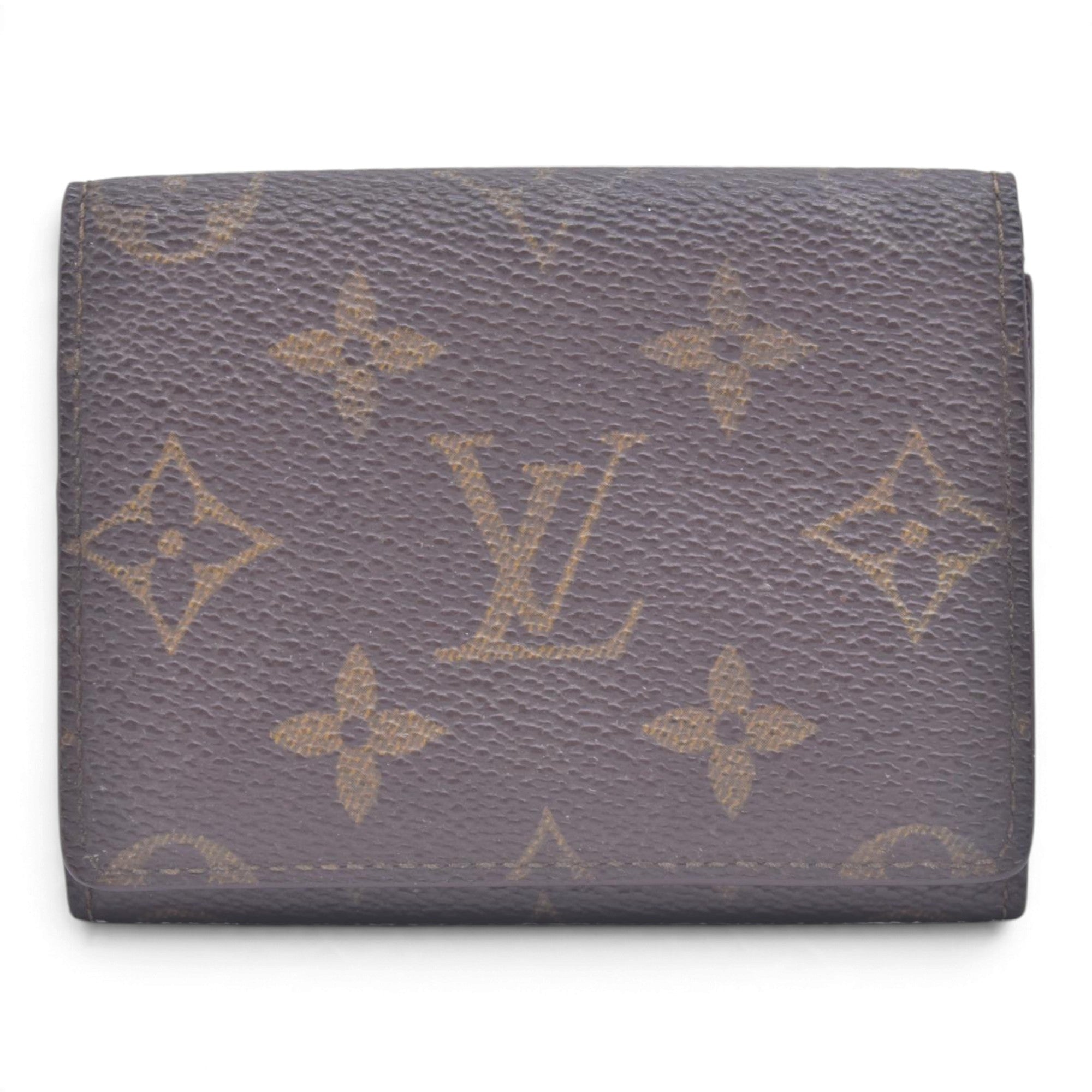 $320 LOUIS VUITTON Monogram Enveloppe Carte de Visite Card Holder Wallet Brown CONSIGNMENT 10021448