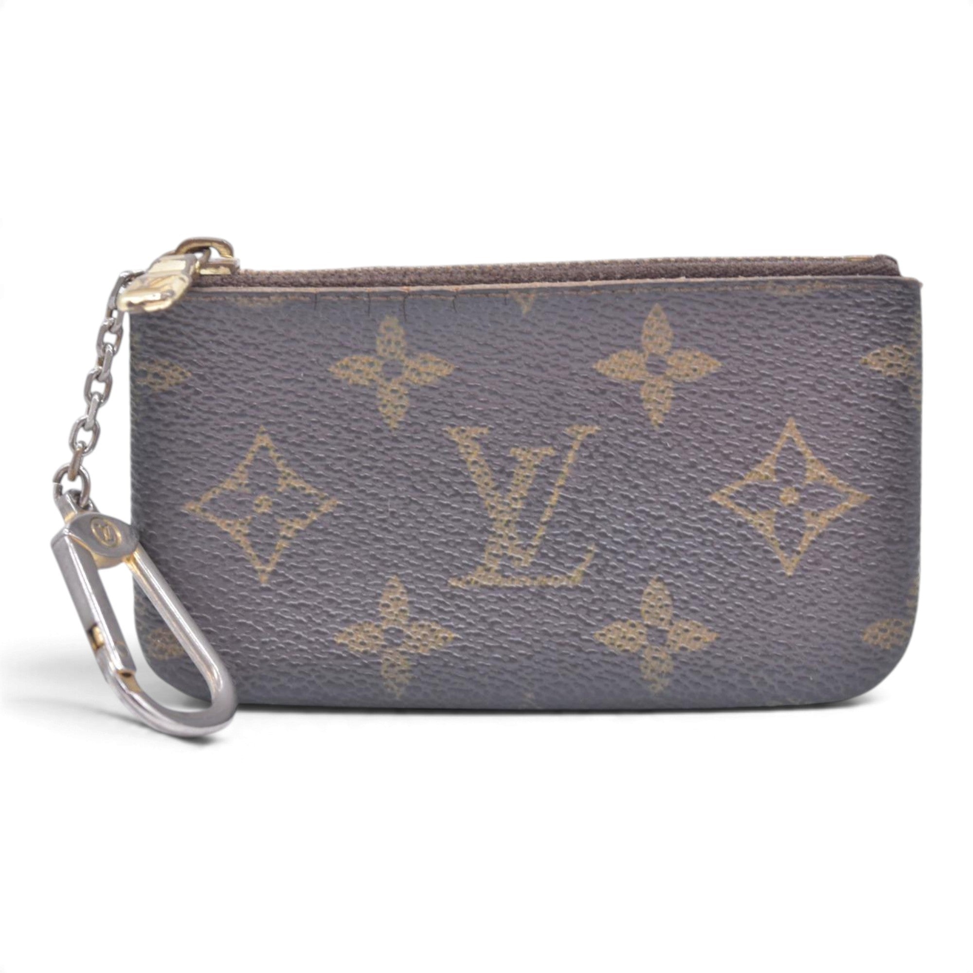 $355 DAMAGED 1990 LOUIS VUITTON Monogram Key Pouch Cles CONSIGNMENT 10021454