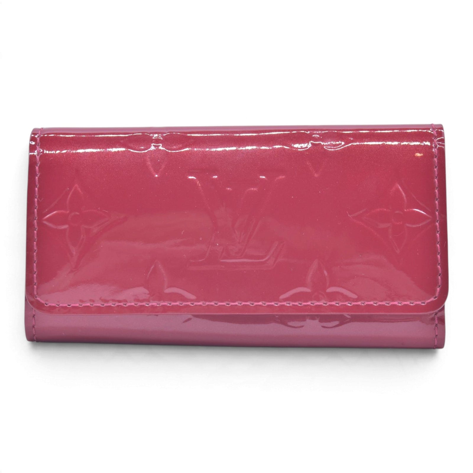 $290 2010 LOUIS VUITTON Vernis Patent Leather 4 Key Holder Red TS0120 CONSIGNMENT 10021451