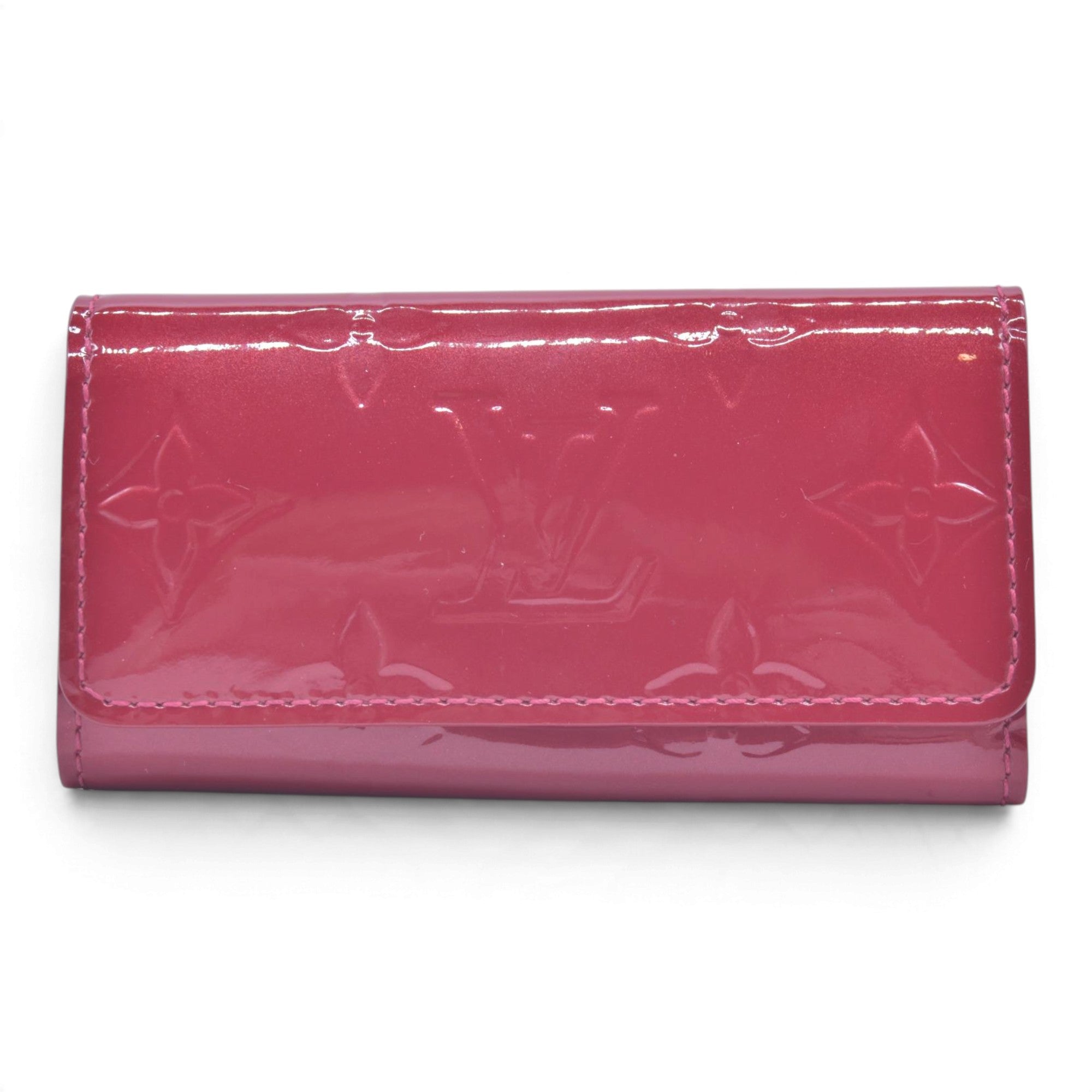 $290 2010 LOUIS VUITTON Vernis Patent Leather 4 Key Holder Red TS0120 CONSIGNMENT 10021451