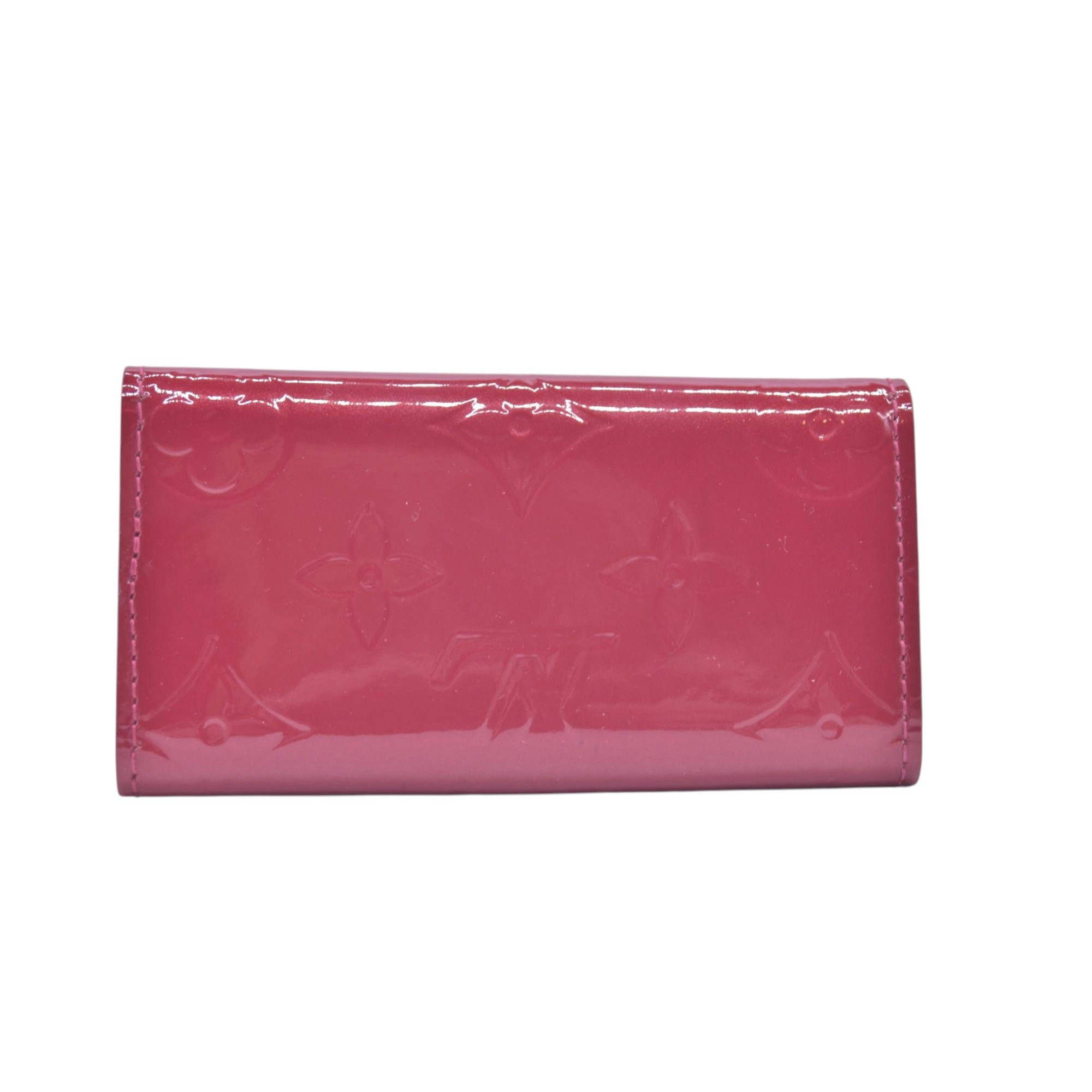 $290 2010 LOUIS VUITTON Vernis Patent Leather 4 Key Holder Red TS0120 CONSIGNMENT 10021451
