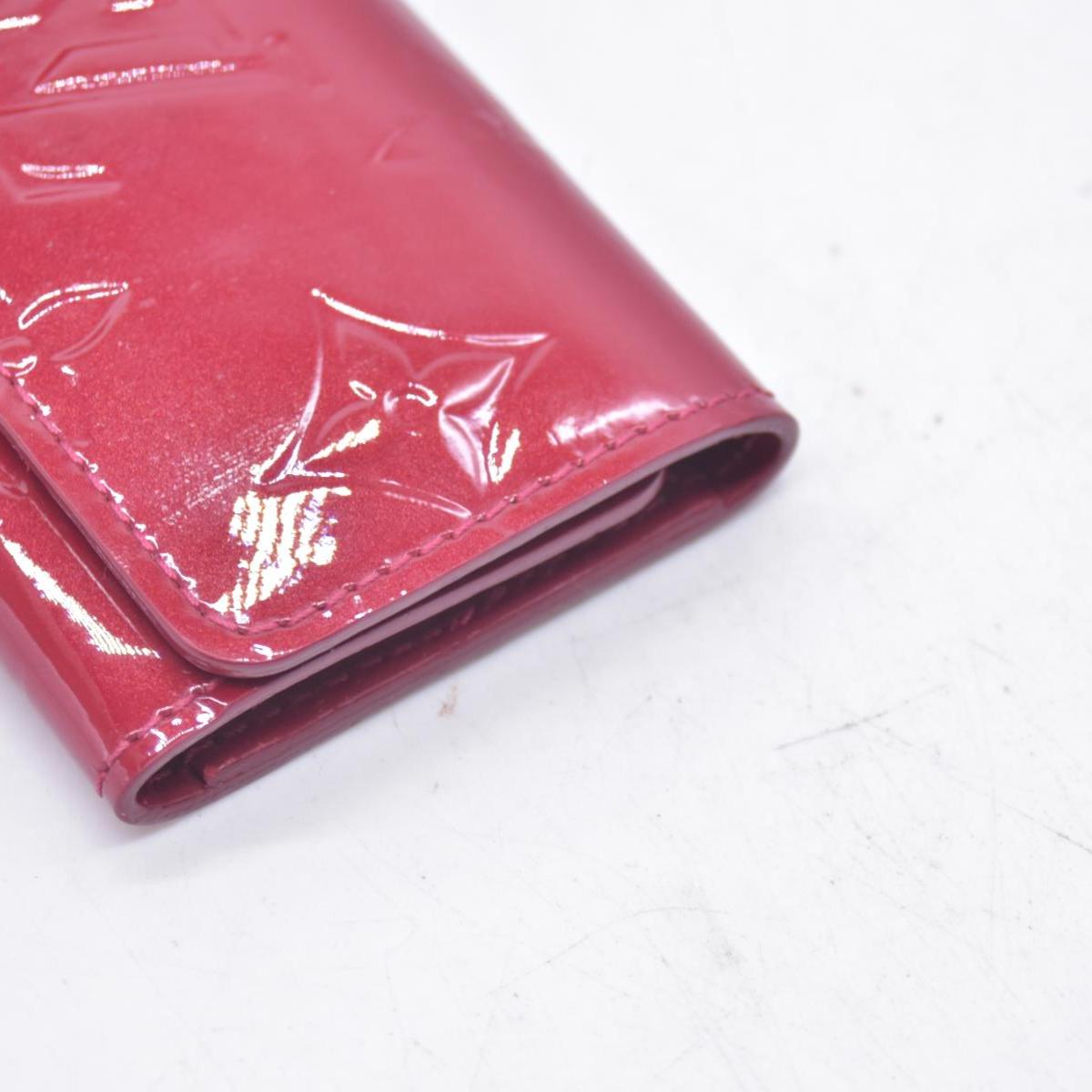 $290 2010 LOUIS VUITTON Vernis Patent Leather 4 Key Holder Red TS0120 CONSIGNMENT 10021451
