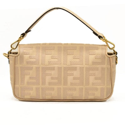 Fendi  Canvas Vitello King Bi-Color Strap FF Embroidered Baguette Poudre