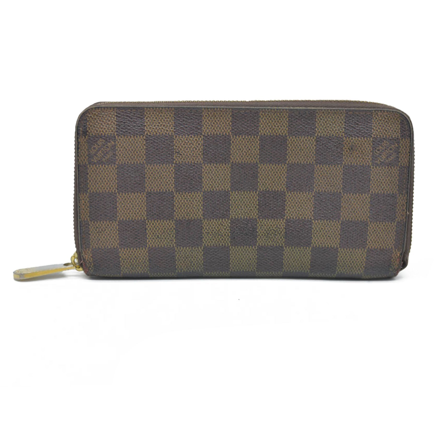 AUCTION $915 Louis Vuitton Damier Ebene Zippy Wallet