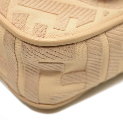 Fendi  Canvas Vitello King Bi-Color Strap FF Embroidered Baguette Poudre