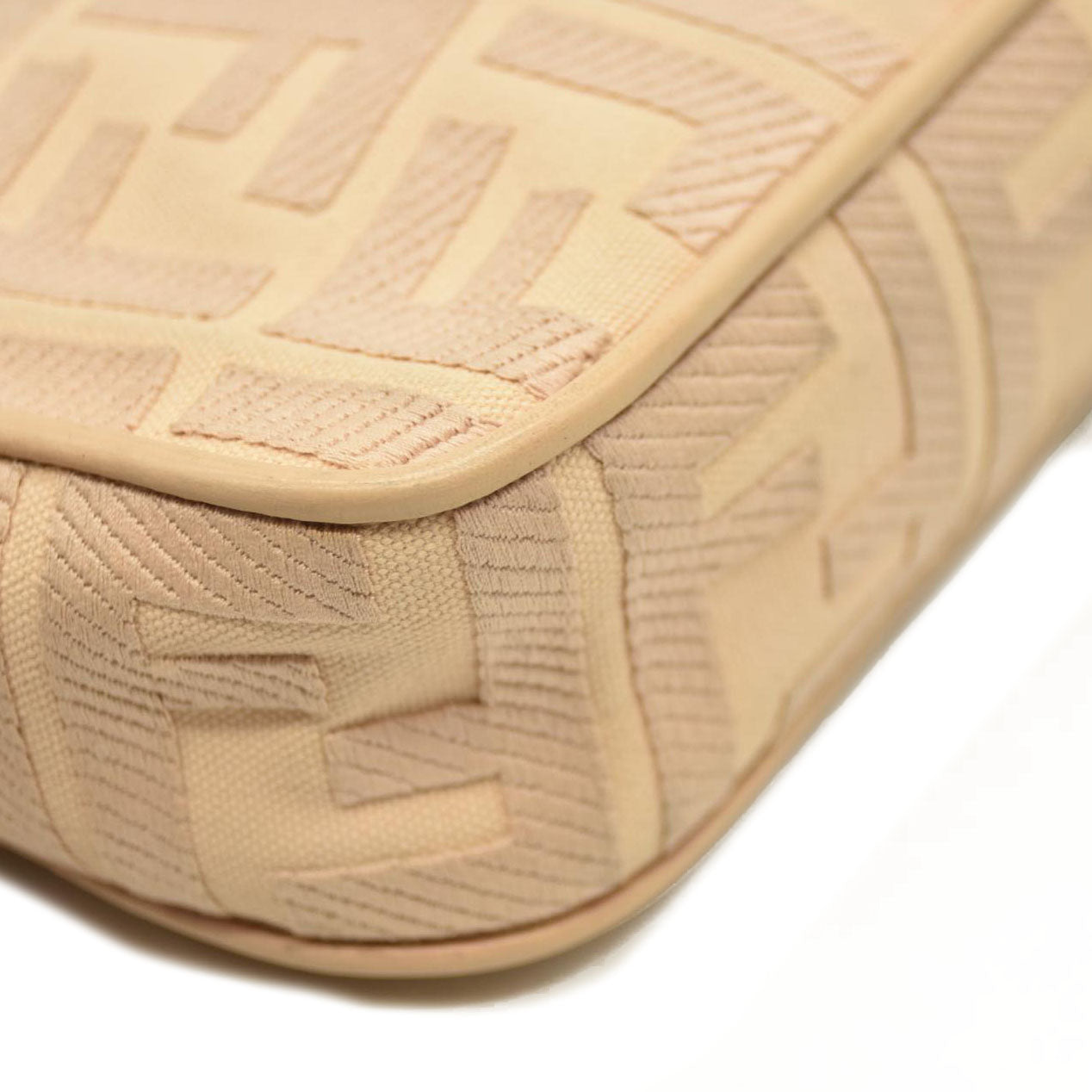 Fendi  Canvas Vitello King Bi-Color Strap FF Embroidered Baguette Poudre
