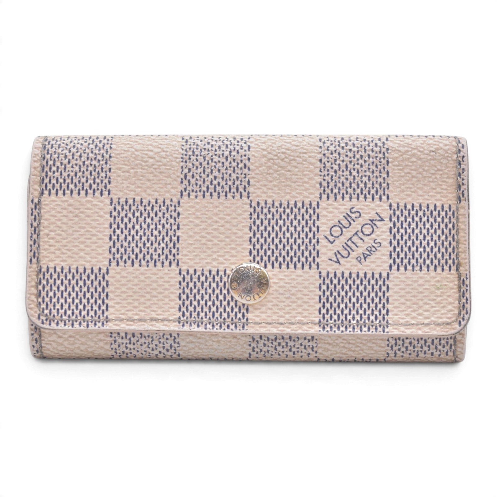 $330 2012 LOUIS VUITTON Damier Azur 4 Key Holder CT3162 CONSIGNMENT 10021446