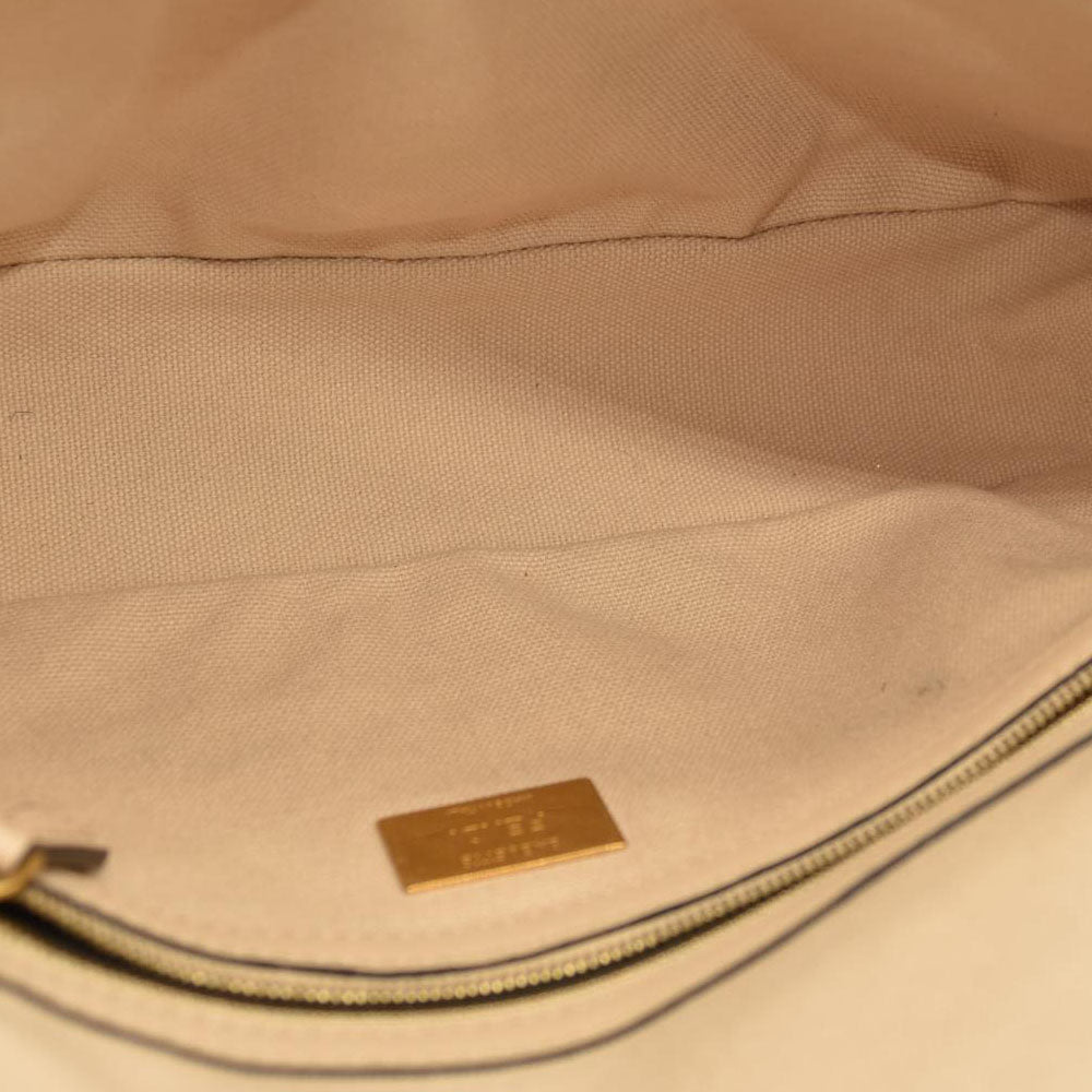 Fendi  Canvas Vitello King Bi-Color Strap FF Embroidered Baguette Poudre