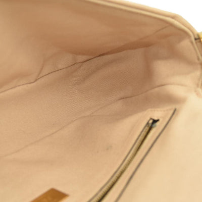 Fendi  Canvas Vitello King Bi-Color Strap FF Embroidered Baguette Poudre