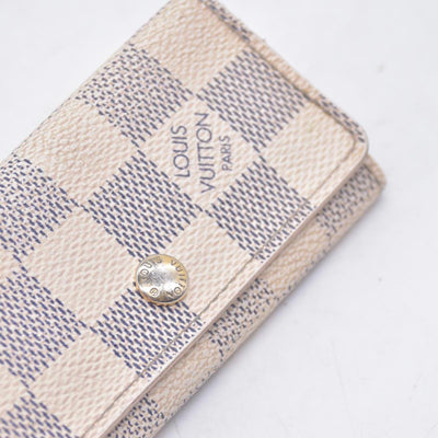 $330 2012 LOUIS VUITTON Damier Azur 4 Key Holder CT3162 CONSIGNMENT 10021446