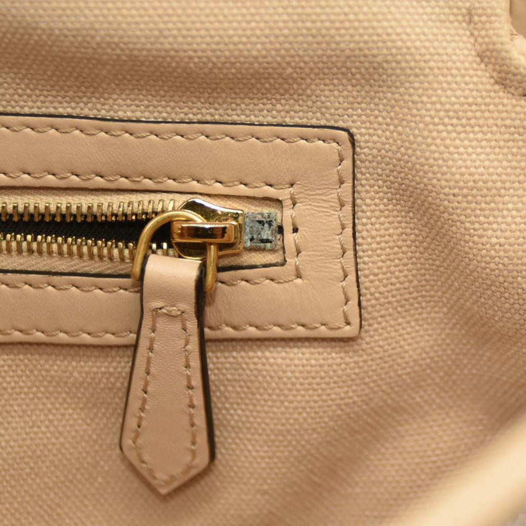 Fendi  Canvas Vitello King Bi-Color Strap FF Embroidered Baguette Poudre