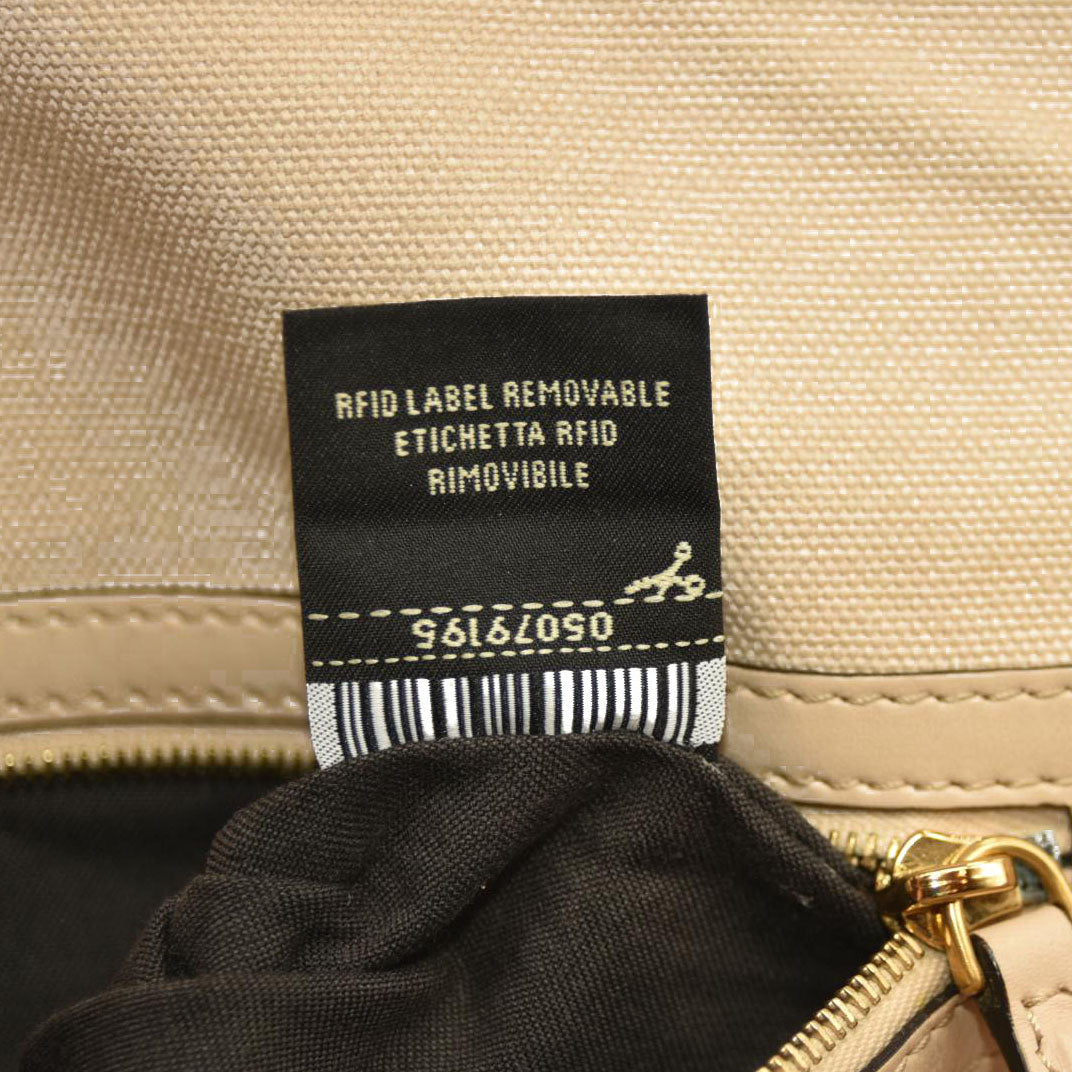 Fendi  Canvas Vitello King Bi-Color Strap FF Embroidered Baguette Poudre