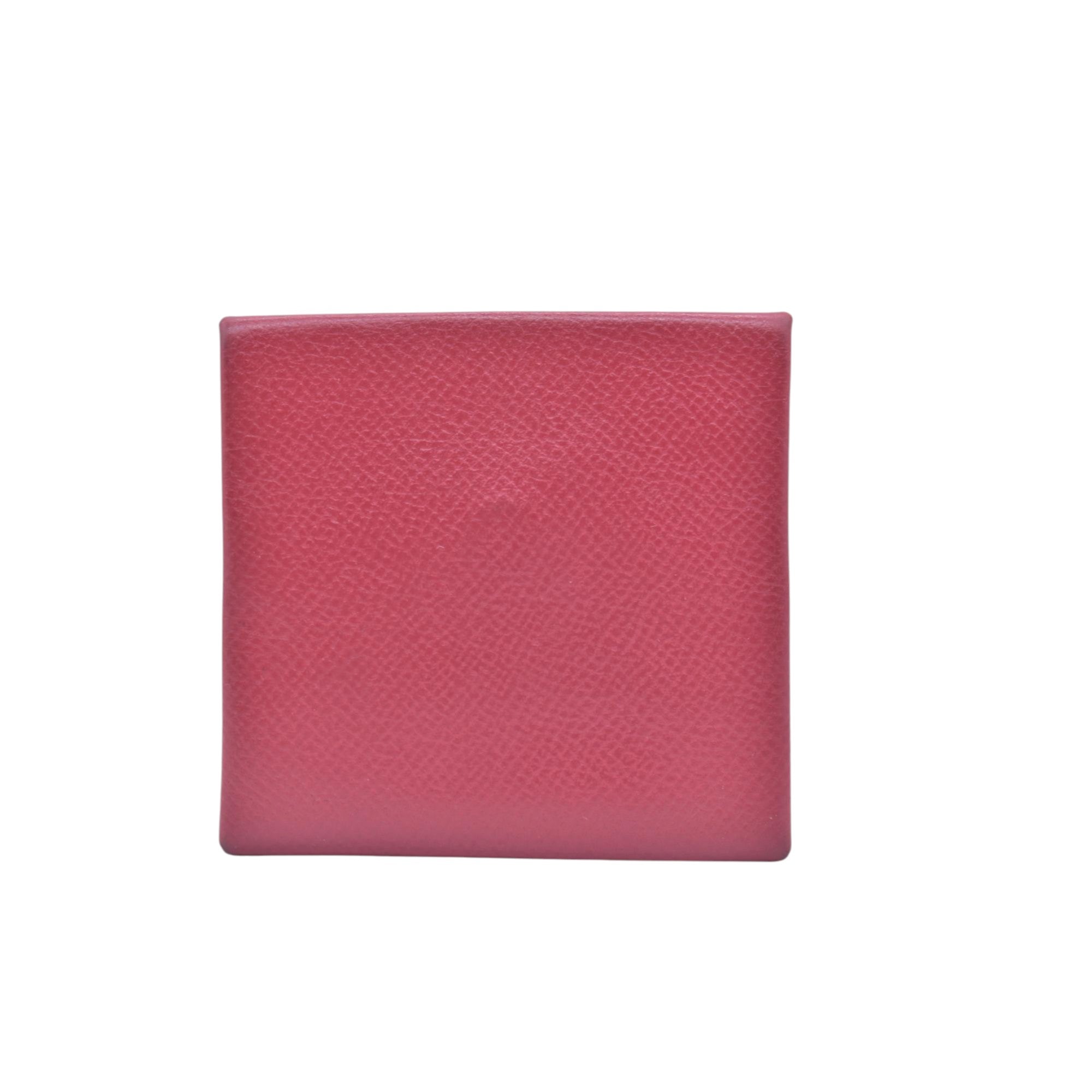 $320 HERMES Red Leather Envelope Card Holder Pouch CONSIGNMENT 10021449