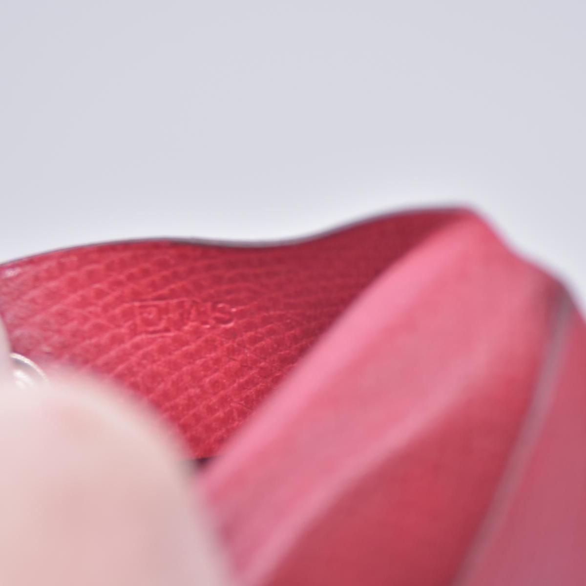 $320 HERMES Red Leather Envelope Card Holder Pouch CONSIGNMENT 10021449