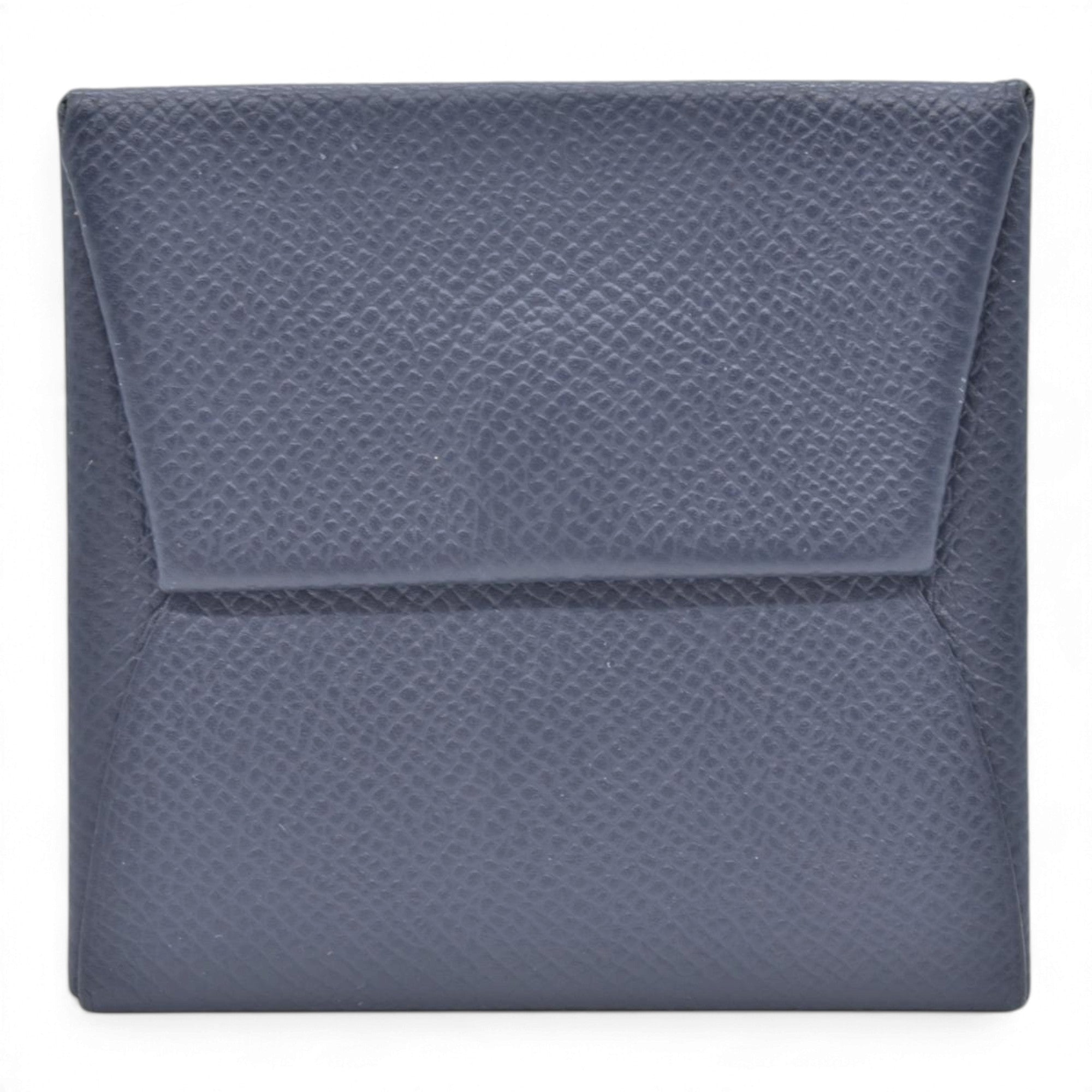 $320 HERMES Navy Blue Leather Envelope Card Holder Pouch CONSIGNMENT 10021452