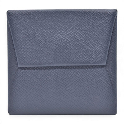 $320 HERMES Navy Blue Leather Envelope Card Holder Pouch CONSIGNMENT 10021452