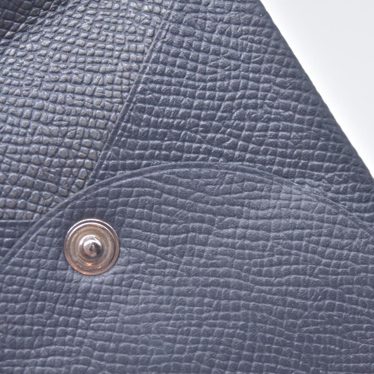 $320 HERMES Navy Blue Leather Envelope Card Holder Pouch CONSIGNMENT 10021452