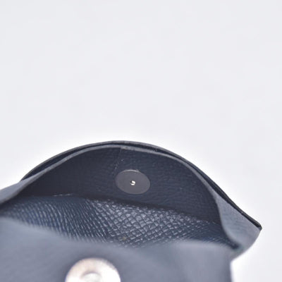 $320 HERMES Navy Blue Leather Envelope Card Holder Pouch CONSIGNMENT 10021452