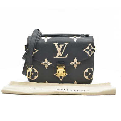 $3150 Louis Vuitton Empreinte Monogram Giant Pochette Metis Black Beige Bicolor CONSIGNMENT