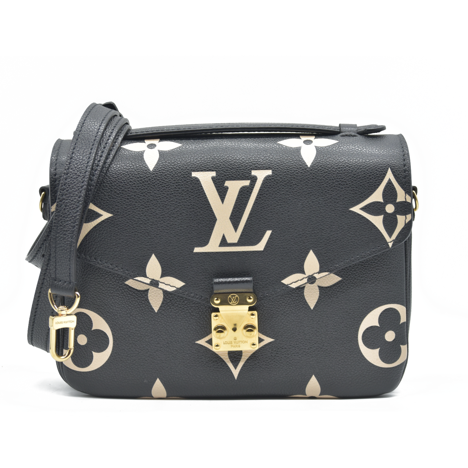 $3150 Louis Vuitton Empreinte Monogram Giant Pochette Metis Black Beige Bicolor CONSIGNMENT