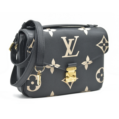 $3150 Louis Vuitton Empreinte Monogram Giant Pochette Metis Black Beige Bicolor CONSIGNMENT