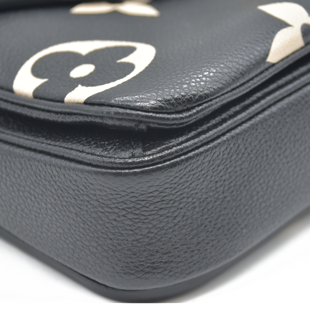 $3150 Louis Vuitton Empreinte Monogram Giant Pochette Metis Black Beige Bicolor CONSIGNMENT