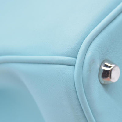 $3200 CHRISTIAN DIOR Lady Dior Medium Leather Tote Sky Blue CONSIGNMENT 10021442