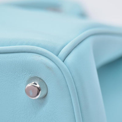 $3200 CHRISTIAN DIOR Lady Dior Medium Leather Tote Sky Blue CONSIGNMENT 10021442