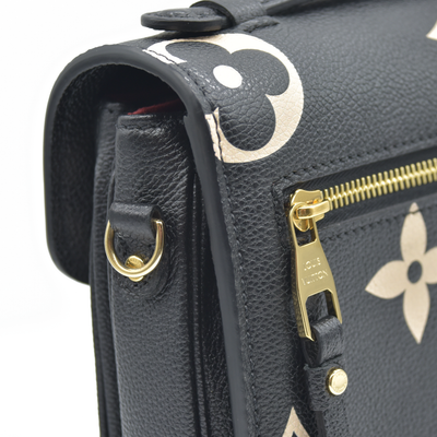 $3150 Louis Vuitton Empreinte Monogram Giant Pochette Metis Black Beige Bicolor CONSIGNMENT