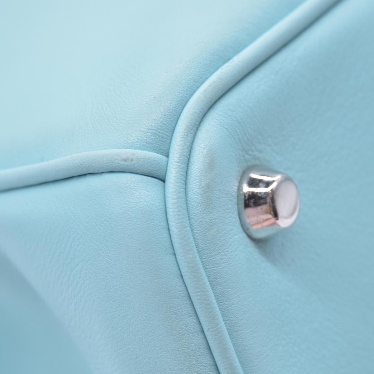 $3200 CHRISTIAN DIOR Lady Dior Medium Leather Tote Sky Blue CONSIGNMENT 10021442