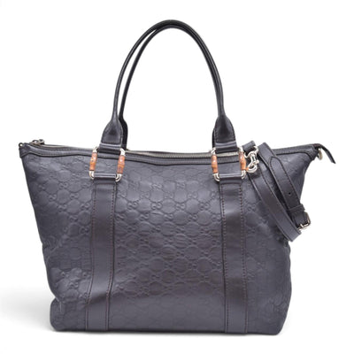 $1850 GUCCI Dark Brown Guccissima Leather Bamboo Bar Tote CONSIGNMENT 10021444