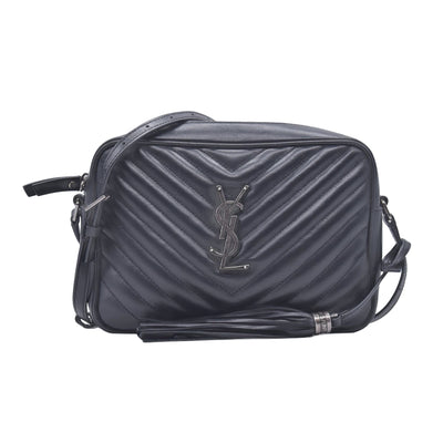 $1950 Saint Laurent Calfskin Matelasse Monogram Lou Camera Bag Black