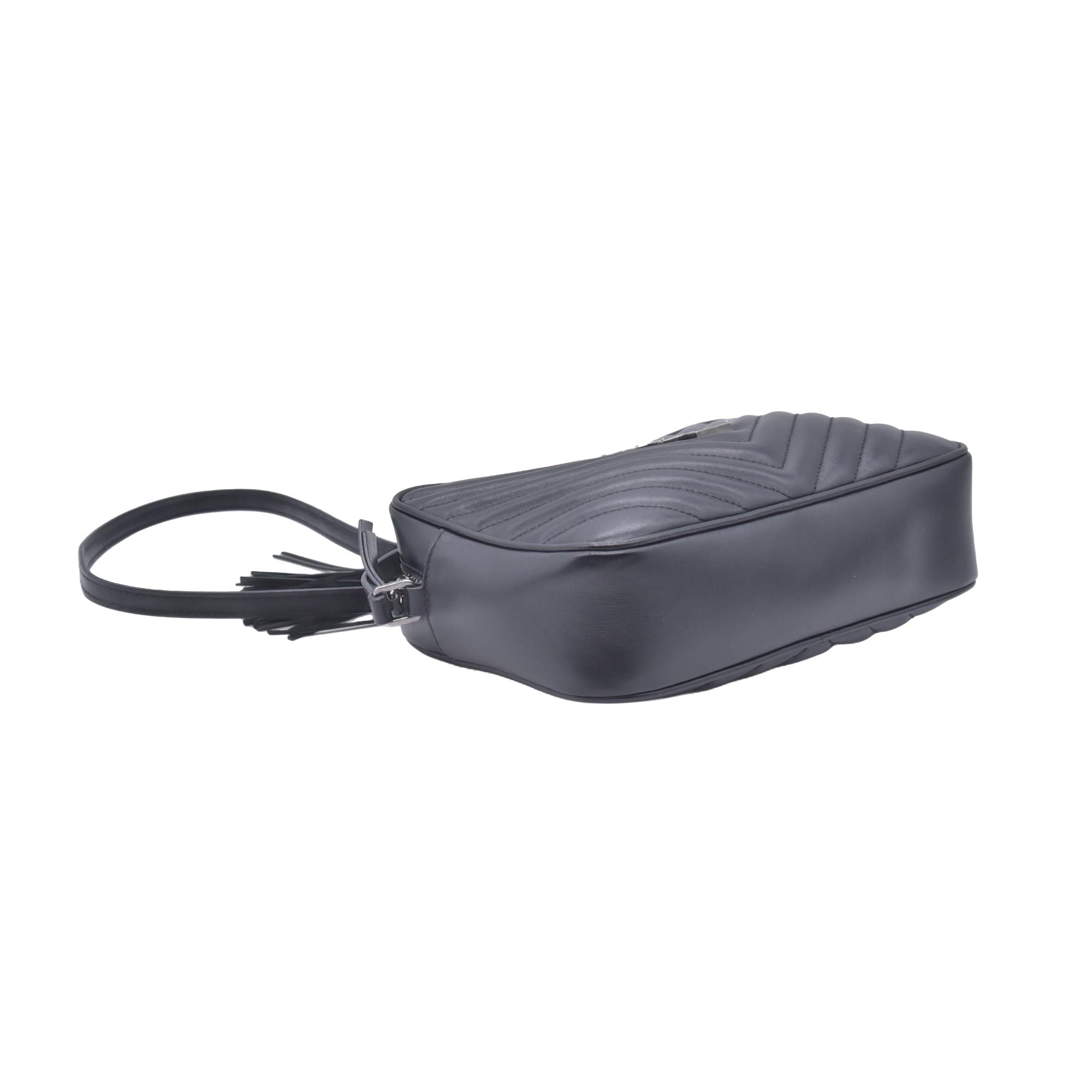 $1950 Saint Laurent Calfskin Matelasse Monogram Lou Camera Bag Black