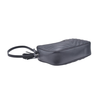 $1950 Saint Laurent Calfskin Matelasse Monogram Lou Camera Bag Black