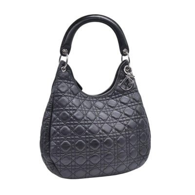 $2400 CHRISTIAN DIOR Black Cannage Quilted Leather Hobo CONSIGNMENT 10021440